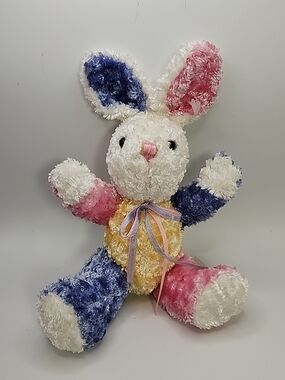 Multicolor Plush Bunny Stuffed Animal - Soft Pastel Rabbit